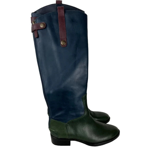 NEW‎ Sam Edelman Penny Riding Boots Blue and Green RARE - Picture 1 of 9